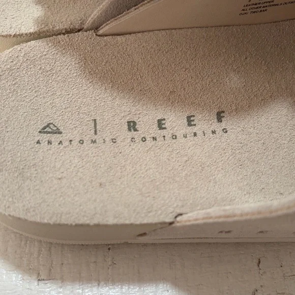 Reef Ojai Two Bar Sandals NWT size 9 Vintage Cream Suede Footbed Slip Ons - Picture 4 of 12